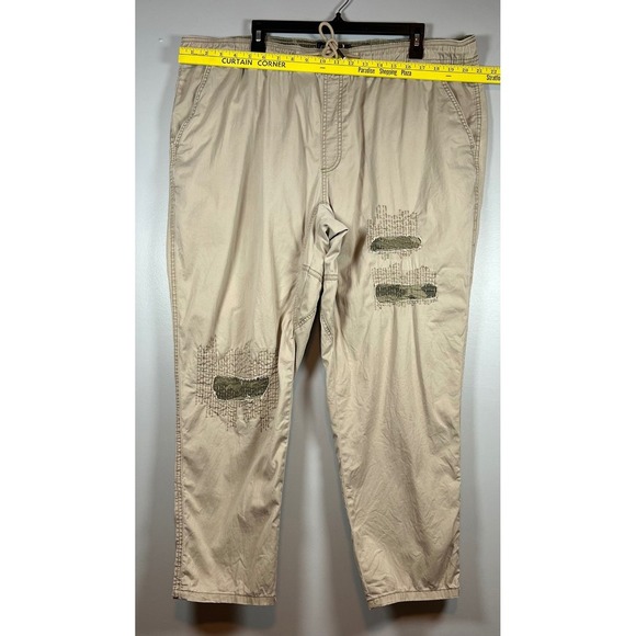 American Rag Drawstring Patchwork Khaki Straight Leg Pants, Size XXL - Picture 3 of 8